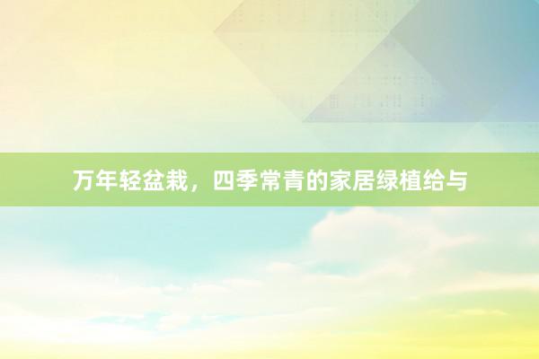 万年轻盆栽，四季常青的家居绿植给与